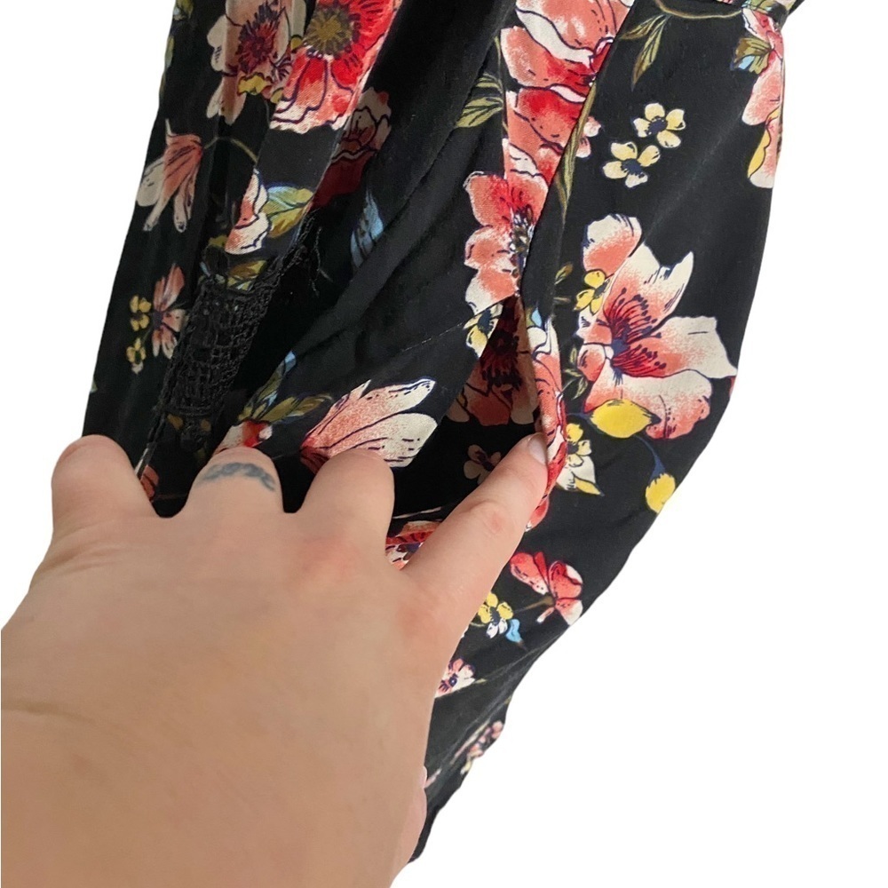 XHILARATION Black Floral Long Sleeve Mini Dress - Picture 7 of 16